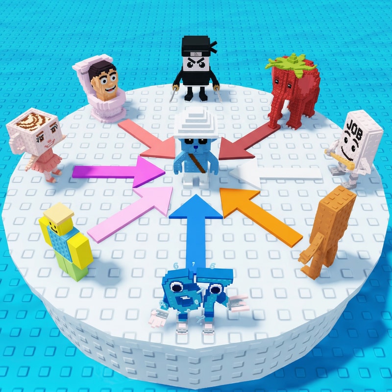 replace these penguins with these characters, ensure the characters are sized down and positioned 1:1 with how the penguins are currently facing, ensure there are no duplicate characters used or warped appearances, shrink them down to make them fit as how the penguins currently fit