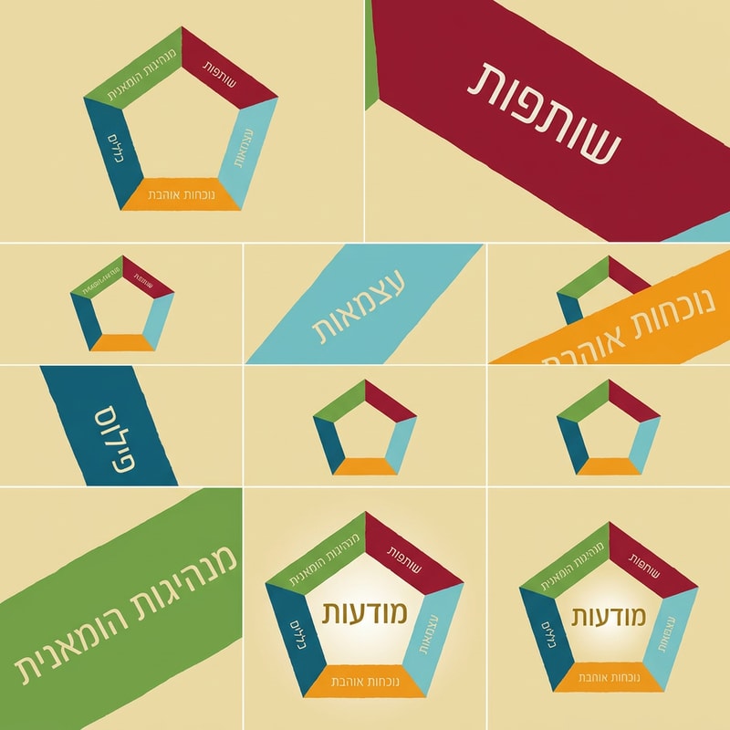 אני רוצה לייצר סירטון של לוגו המחומש מסתובב ומציג כל עיקרון בזום אין (כל צלע של  המחומש נכנסת לזום אין בנפרד, והוא מסתובב) כאשר הוא מסיים במרכז, שיהיה כתוב בו מודעות