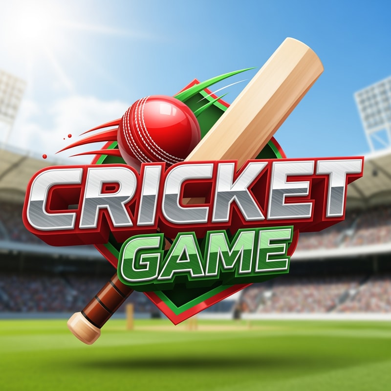 3D CRICKET GAME Text LOGO.