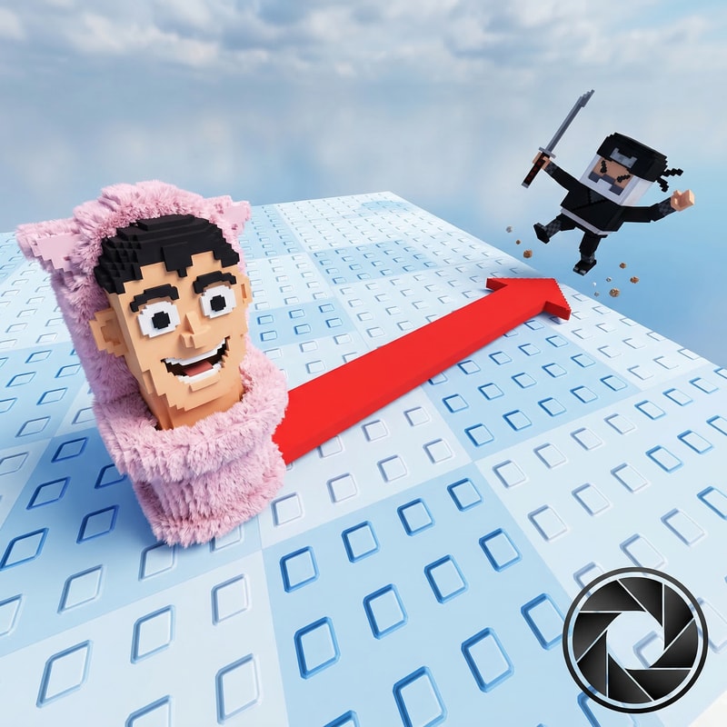 make the ninja guy look like hes falling off the platform instead of just floating off the platform also increase quality of the image DO NOT CHANGE ANYTHING ELSE