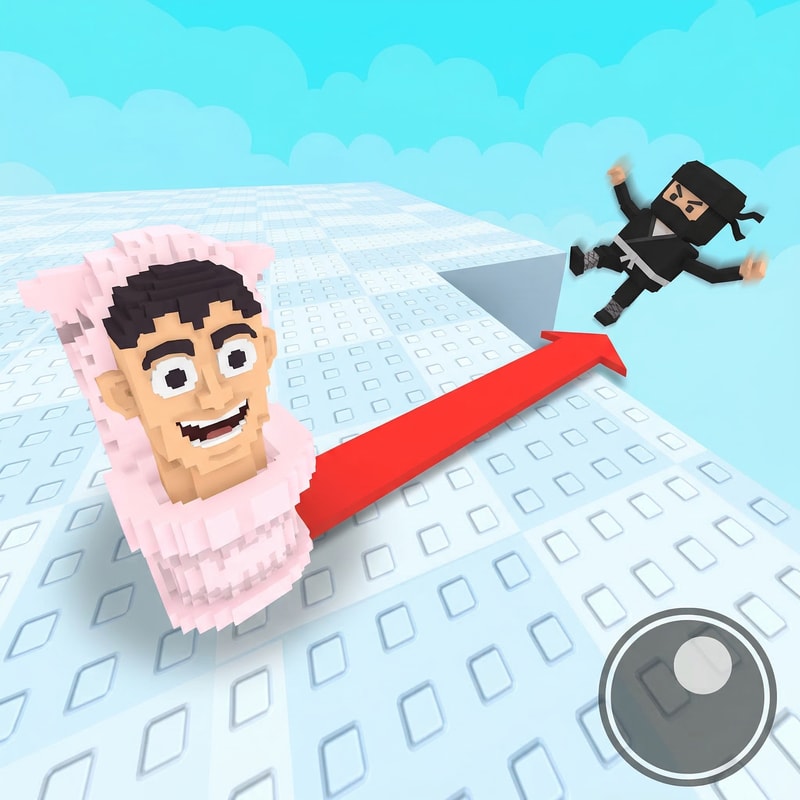 make the ninja guy look like hes falling off the platform instead of just floating off the platform also increase quality of the image DO NOT CHANGE ANYTHING ELSE