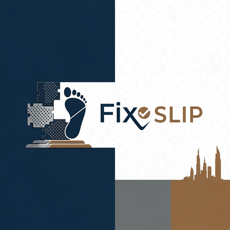 logo for Fix Slip. Fix Slip is a Professional anti-slip treatment for floors, applied by certified technicians at your home. Target market is UAE. This is a premium service
