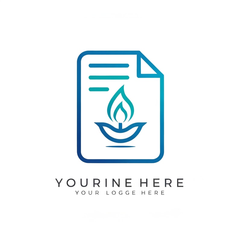 A professional logo featuring a stylized document icon in blue and teal. At the very center of the document, a bright, modern flame symbol, inspired by the shape of a traditional Nepali Panaas lamp, is lit. The lines defining the lamp are sharp and digital. The overall composition signifies innovation, security, and knowledge. The typography below is simple, balanced, and modern.