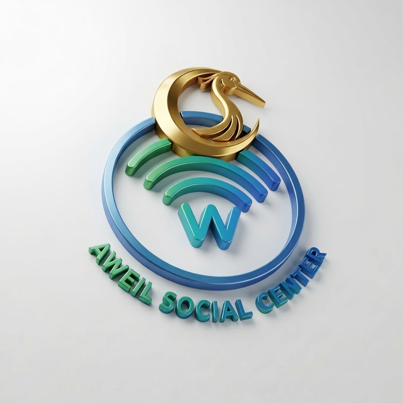 Aweil Social Center with jcrescent crane head in colors and wifi emblem