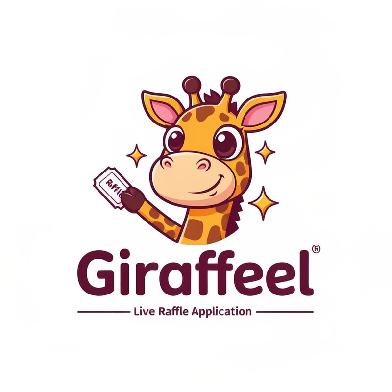A crafty fun logo for a live raffle app called Giraffel
