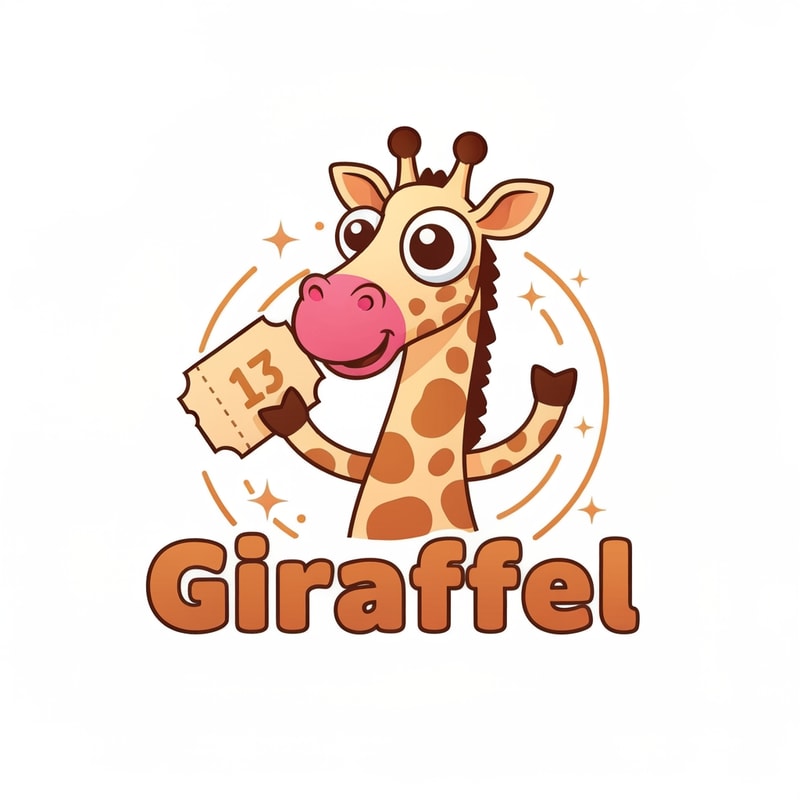 A crafty fun logo for a live raffle app called Giraffel