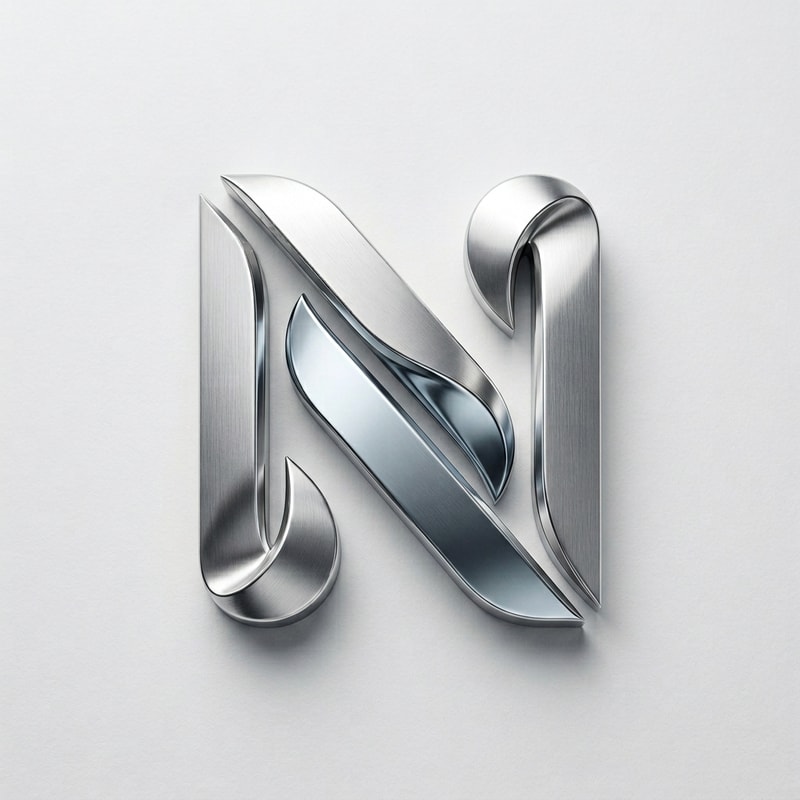 Create a logo for my name NERVIN. But only show N Letter only. Make a professional logo of N . Can you change the colour combination as silver . Give professional silver logo look for this logo