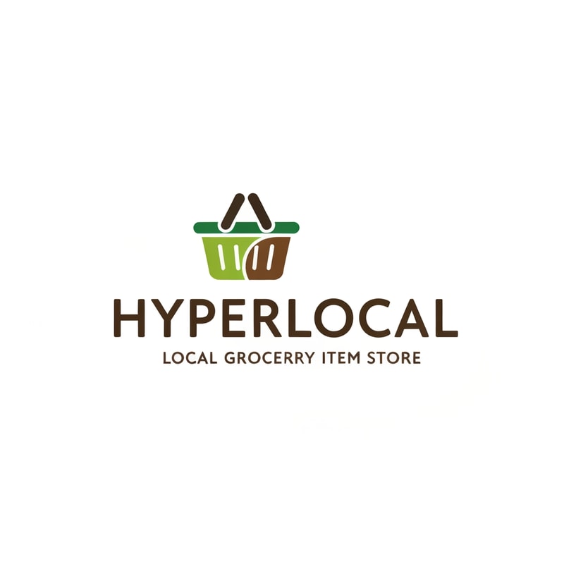 HYPERLOCAL logo a grocery item store small logo