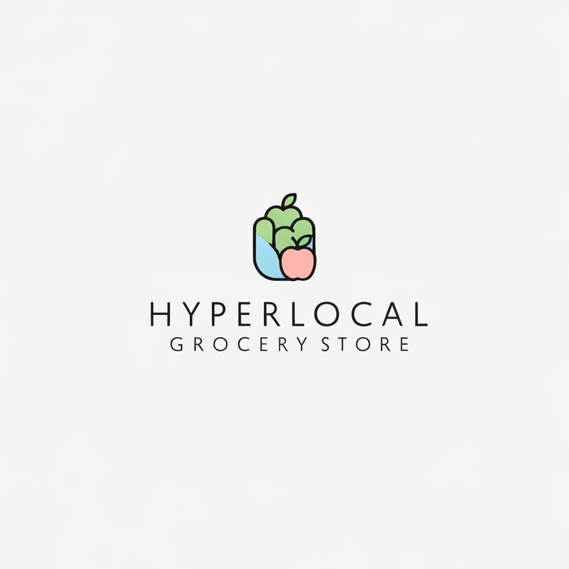 HYPERLOCAL logo a grocery item store small logo,do not keep it whole name only letters