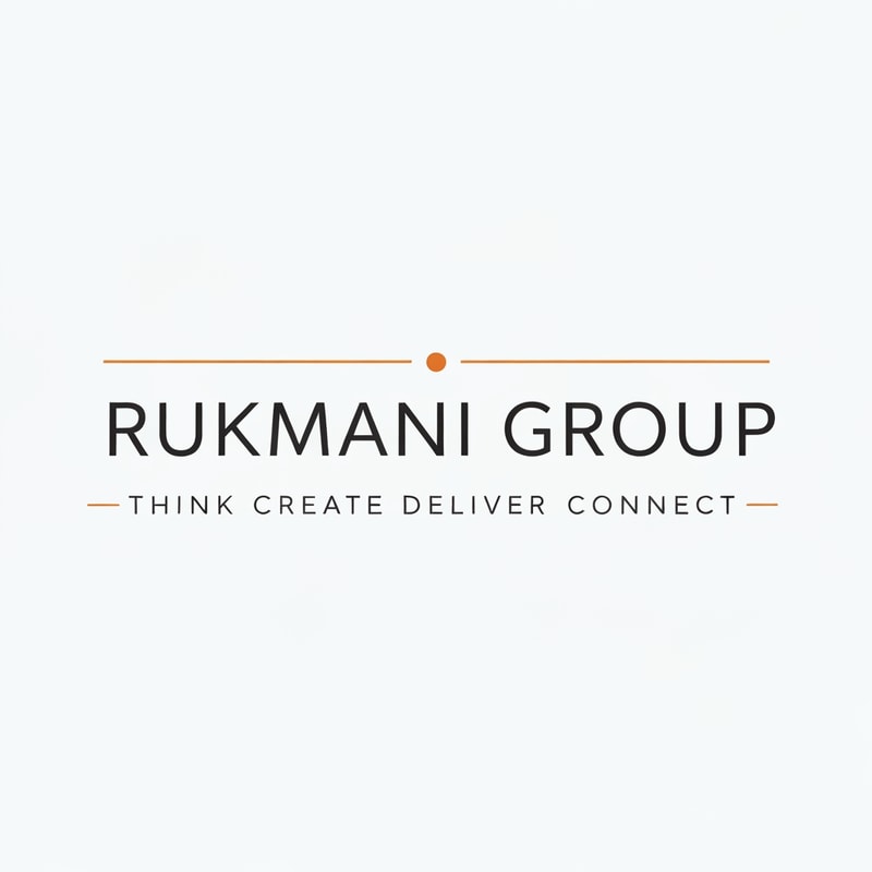 Make a logo for name RUKMANI GROUP and it's tagline is THINK CREATE DELIVER CONNECT . Make logo with minimal design philosophy