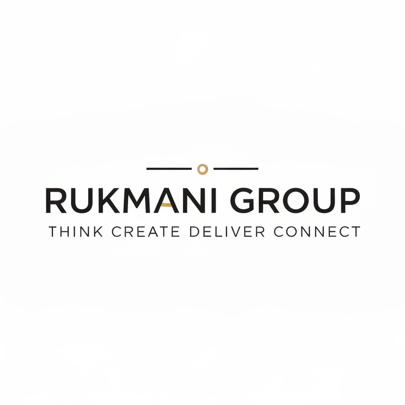 Make a logo for name RUKMANI GROUP and it's tagline is THINK CREATE DELIVER CONNECT . Make logo with minimal design philosophy