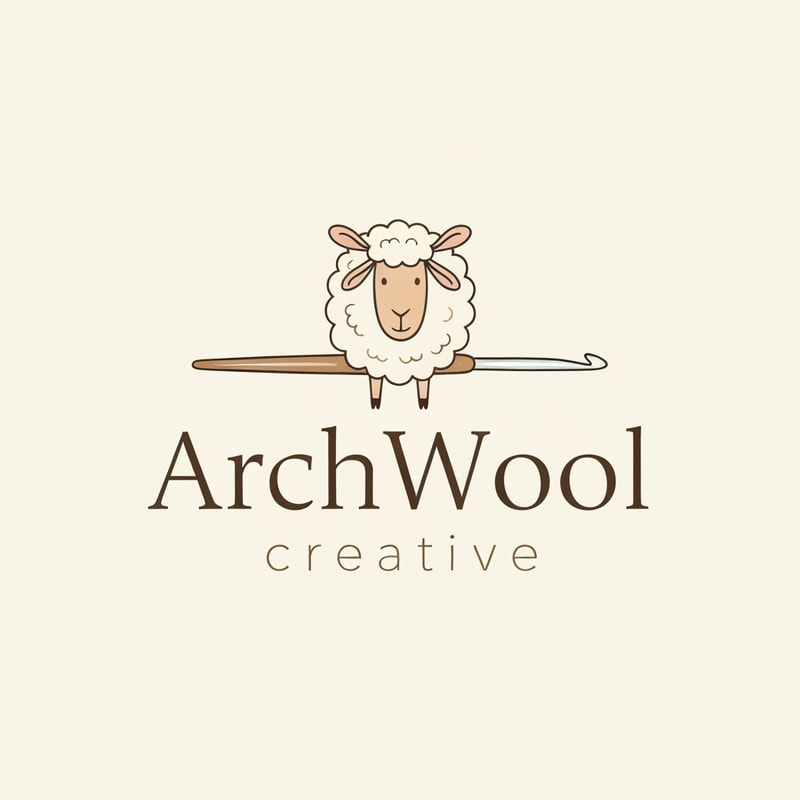 Logo for ArchWool creative - Handmade with Love (it's a handmade crochet company)