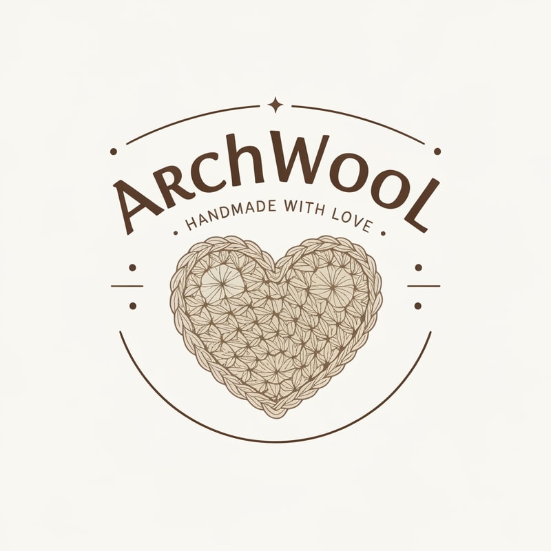Logo for ArchWool - Handmade with Love (it's a handmade crochet company)