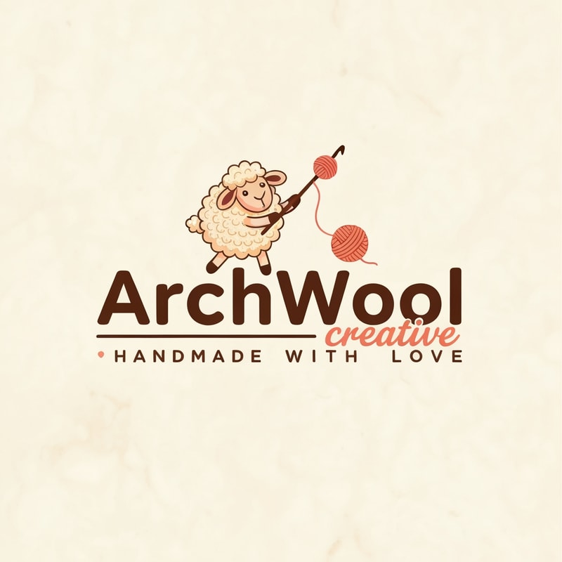 Logo for ArchWool creative - Handmade with Love (it's a handmade crochet company)