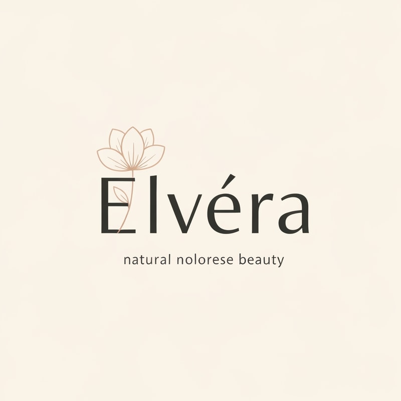 Create a premium logo for a beauty brand called "Elvéra".
Include a minimal icon such as an abstract letter "E" shaped like a brush stroke or a subtle lip curve.
Use gold and soft nude tones.
Font should be elegant and feminine serif.
Style: luxury, clean, modern, Instagram-ready branding.