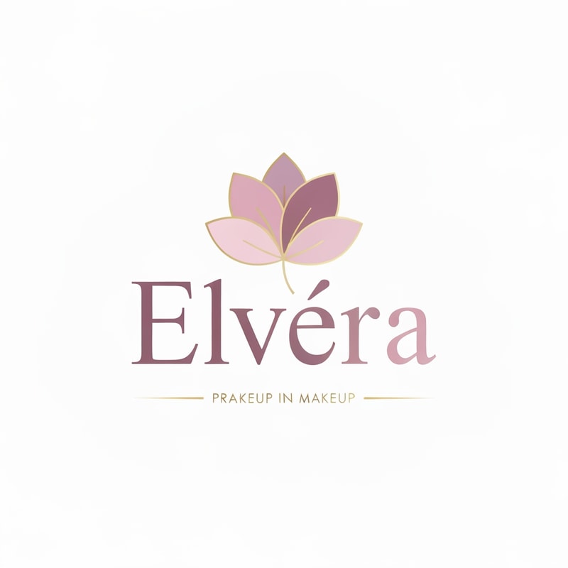 Design a feminine and elegant logo for "Elvéra" makeup brand. 
Use a handwritten or signature-style font combined with a thin gold underline. 
Color palette: soft pink, nude, and gold. 
Style should feel delicate, classy, and premium. 
Minimalist beauty brand aesthetic.