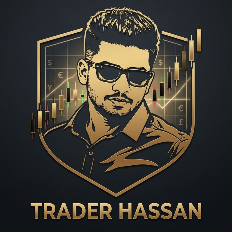 Create a modern, premium logo design for a successful trader brand named “Trader Hassan”.
The logo should feature a clean vector-style sketch portrait of a young male trader (based on reference image), designed in a minimal, high-contrast stencil/line-art style (similar to engraved or luxury brand logos).
The face should be sharp, well-defined, slightly slim (not bulky), with clear jawline and neat beard, wearing stylish sunglasses (modern, dark tinted) to represent confidence and success.
Integrate trading elements creatively:
Detailed candlestick chart (bullish & bearish candles) behind or around the portrait
Subtle uptrend pattern to symbolize growth and success
Optional glowing chart lines or grid lines for a professional trading feel
Add currency elements subtly (not cluttered):
Dollar symbol ($) or faint currency patterns
Keep it minimal and elegant, not noisy
Style & Composition:
Use layered design (foreground: portrait, mid-layer: candles, background: abstract finance theme)
Maintain perfect balance and symmetry
Make it suitable for branding, profile logo, watermark, and social media
Typography:
Add the title “Trader Hassan” in a bold, modern, luxury font
Font style: clean, geometric, slightly futuristic or finance-style
Position: below or integrated with the logo
Color Palette:
Primary: Black, White, Deep Gold / Bronze (luxury feel)
Optional accents: Neon green (bullish) and red (bearish) for candles
Keep overall look professional, minimal, and premium
Lighting & Finish:
High contrast, sharp edges
Slight metallic or embossed effect
Clean background (white, black, or subtle gradient)
Final Output:
Vector logo style (scalable, clean edges)
Ultra sharp, high resolution
No clutter, no unnecessary elements
Style keywords: minimalist, luxury, finance, trading, modern branding, vector logo, sharp lines, professional, premium identity