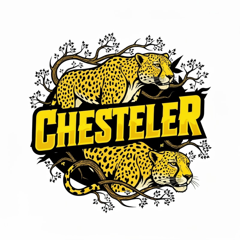 Make a logo for a wrestler that wears black and yellow cheetah print. create a logo for her I want it black and yellow with her name with cheetah patterns and maybe trees and vine coming off it.  I want just a logo no background