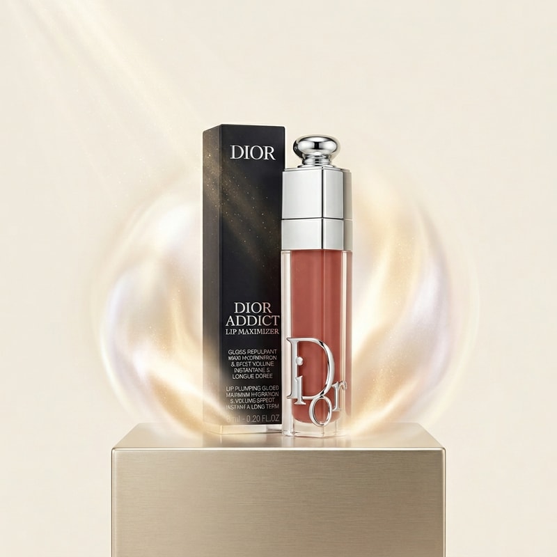 Dior lip gloss centered with soft glowing aura around it, subtle light rays, dreamy luxury feel, minimal background, high-end cosmetic campaign, ultra clean composition
IMPORTANT: Keep product identical, no changes to logo, color, or packaging.