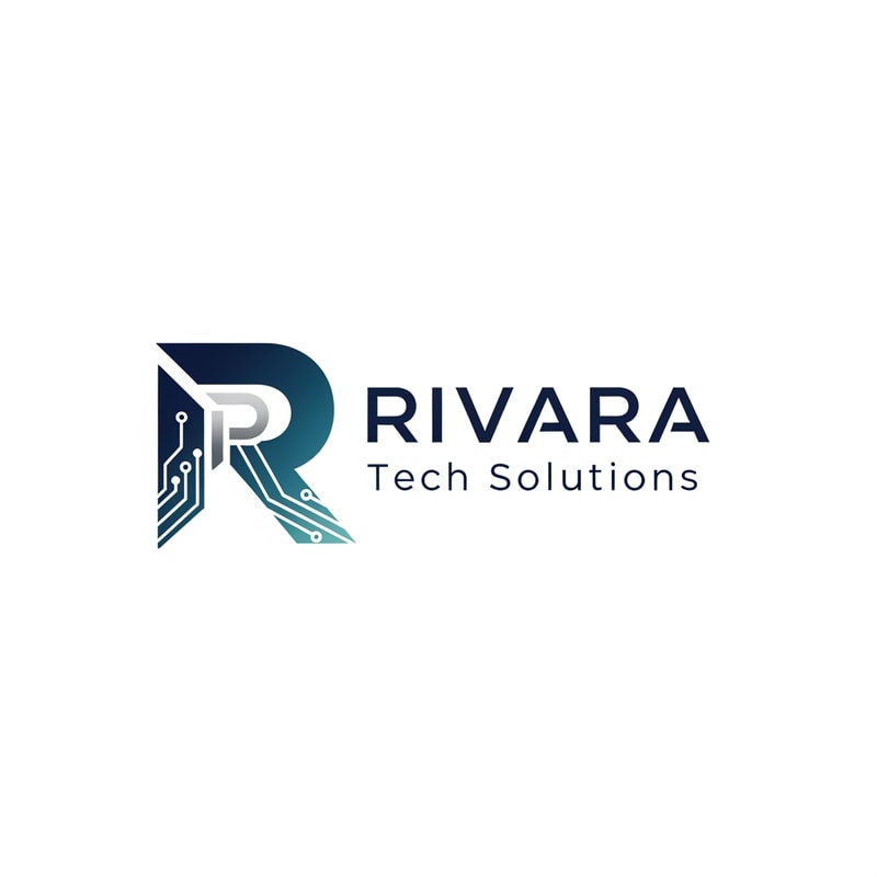 create a logo design for RIVARA Tech Solutions highlite the letter R and lightly mention the letter P in R