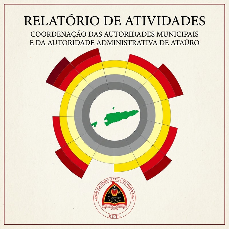 Buatkan cover peta Timor-Leste dan masukan logo untuk report dengan tulisan didepan RELATÓRIO DE ATIVIDADES
COORDENAÇÃO DAS AUTORIDADES MUNICIPAIS E DA AUTORIDADE ADMINISTRATIVA DE ATAÚRO