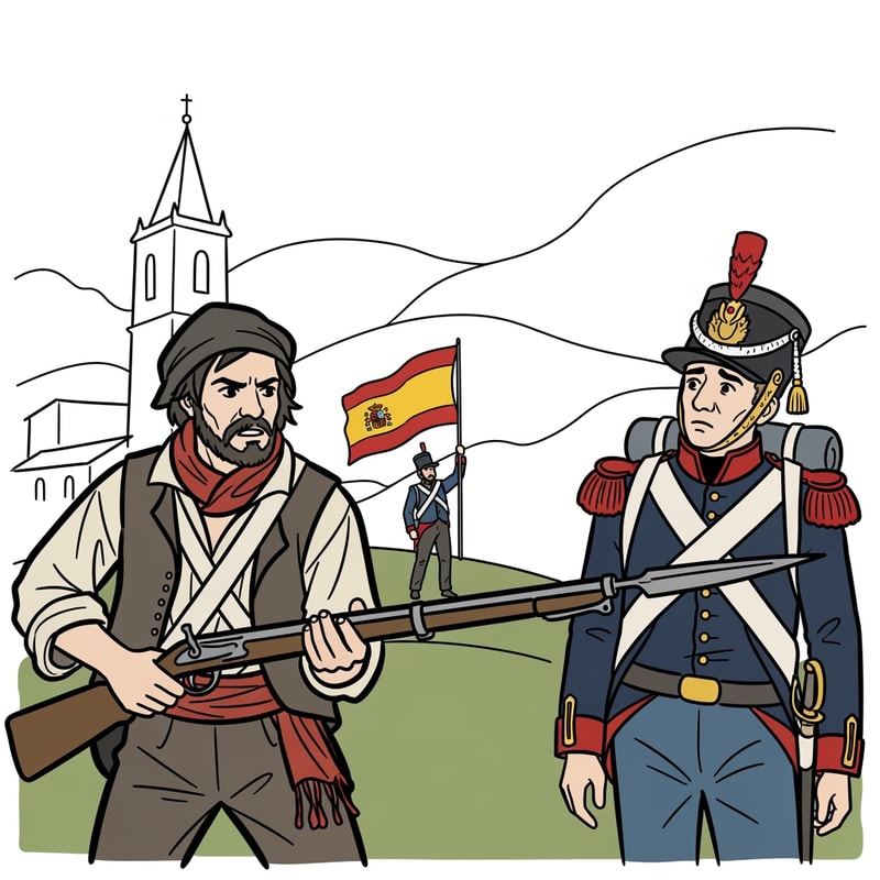 Generame una foto de un dibujo de la spanish war of independeceue sea facil de dibujar