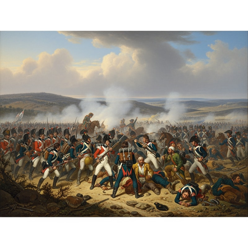 The French army entered Spain in 1808 in order to conquer Portugal. However, Napoleon broke the agreement he made with Godoy and the French began to attack and conquer Spain. The Spanish War of Independence started on 2 May 1808. In the first few years, the Spanish people were unprepared and disorganised, and the French army controlled most of Spain. Things changed in 1812, when Portuguese, British and Spanish troops defeated the French in the Battle of Arapiles.
The French retreated and the war finally ended in 1814.