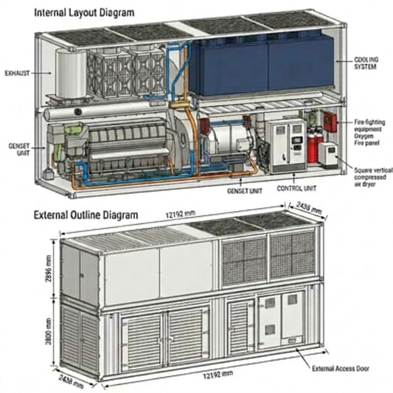 This image consists of two separate drawings. First, please modify the top drawing. At the top, you'll see four panels. Please replace the second panel with the same structure as the third and fourth panels in the image below. Next, in the image below, please replace the second panel on the front with the same structure as the third and fourth panels on the back.