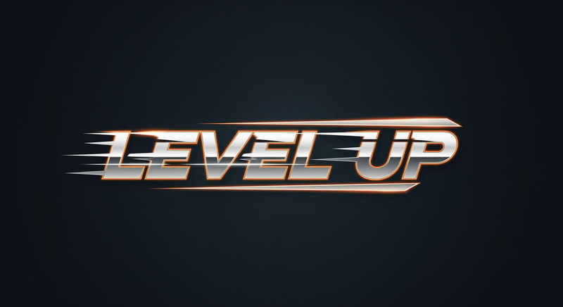 A modern typographic logo for a gaming channel. Bold, sans-serif font with subtle motion blur or slanted lines to suggest speed. Clean, sharp edges, metallic silver finish with neon orange accents. Dark background, symmetrical layout, balanced negative space, professional branding style.