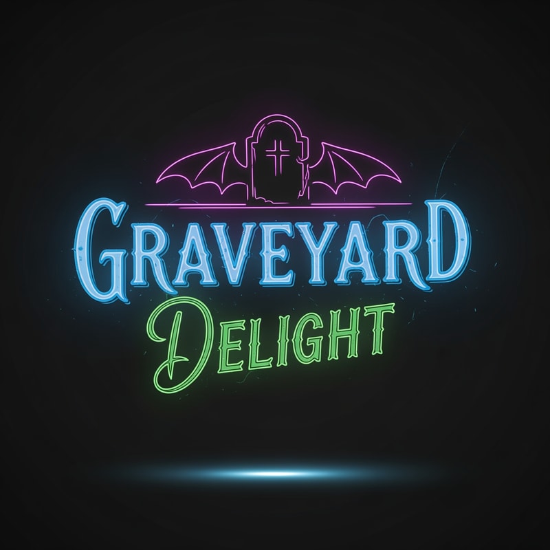 Vintage logo of strip club, the name is graveyard delight