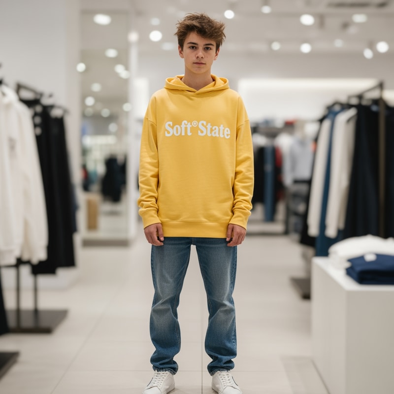 Créame un diseño de ropa de adolescente chico q ponga Soft°State