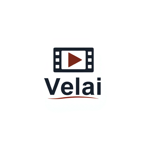 Professional logo design. Plain Text Wordmark – only clean, strong typography.

Typo + Symbol Fusion – “M” shaped like a film frame / play button / editing cut mark.

Rhythmic Flow – subtle line/wave element under the text showing “Velai = Work / Flow”