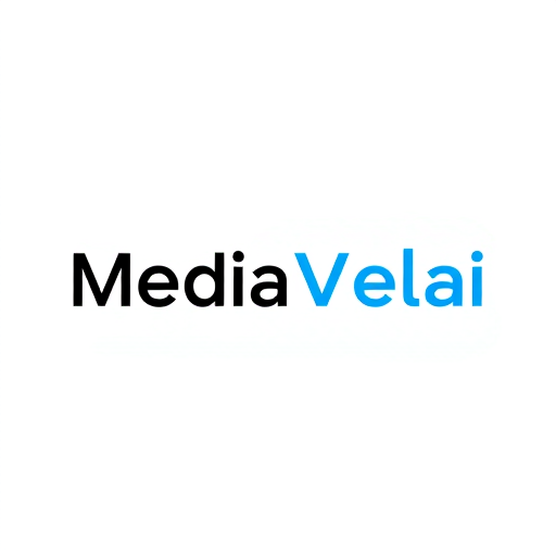 Professional logo design. Minimal modern creative logo for the brand name “Media Velai”.
Concept: clean and professional, representing all media works, video editing, and production services.
Style: geometric, sans-serif, bold but aesthetic typography with smooth letter spacing.
Colors: Black & White base, with optional highlight in royal blue or gradient neon for a modern touch.
Layout: Horizontal wordmark (easy to use on digital + print).
Mood: sleek, futuristic, creative, easy to read, similar to top creative media agencies like Pixel Studios, Eagle Media, and Social Beat.
Output: flat vector logo, minimal design, high contrast, scalable.