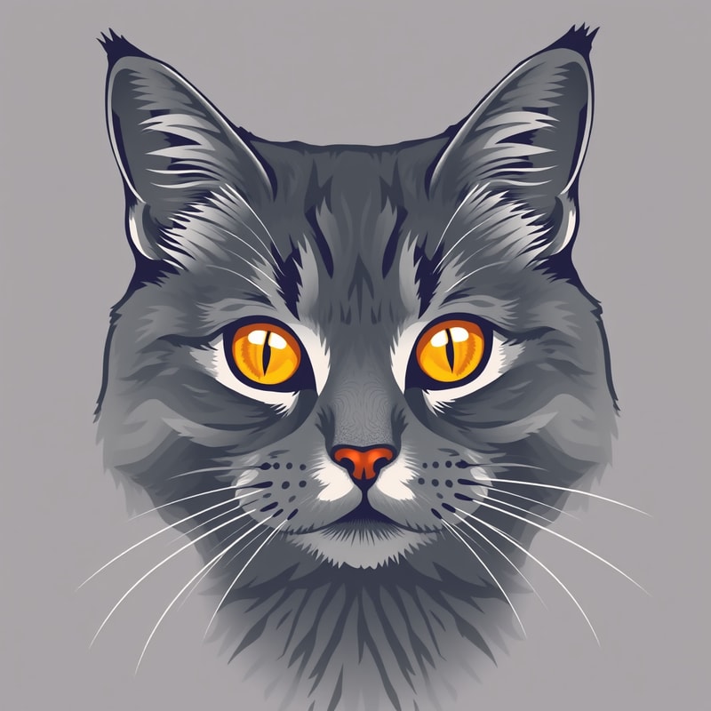 Professional logo design. british cat, gray color, honey color eye. 