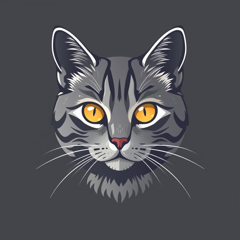 Professional logo design. british cat, gray color, honey color eye. 