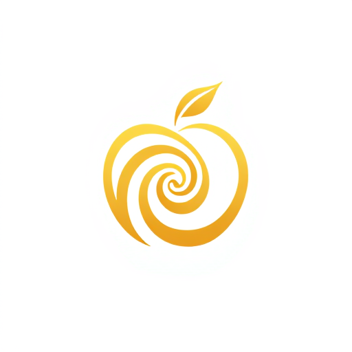 Professional logo design. "A stylized golden apple logo with the elements arranged in a Fibonacci spiral pattern. The apple shape should follow the Fibonacci sequence, The overall composition should have a harmonious, organic feel that showcases the natural mathematical beauty of the Fibonacci sequence. The color palette should be warm and earthy, highlighting the natural theme.the logo must have golden details and white background"