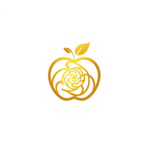 Professional logo design. "A stylized golden apple logo with the elements arranged in a Fibonacci spiral pattern. The apple shape should follow the Fibonacci sequence, The overall composition should have a harmonious, organic feel that showcases the natural mathematical beauty of the Fibonacci sequence. The color palette should be warm and earthy, highlighting the natural theme.the logo must have golden details and white background"