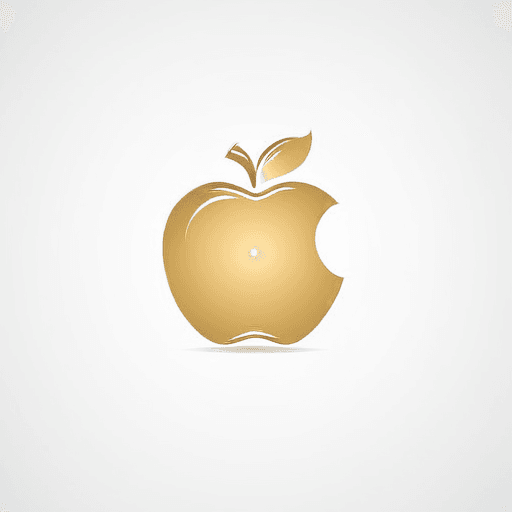 Professional logo design. Minimalistic and luxury golden apple <lora:sdxlbase20:1>