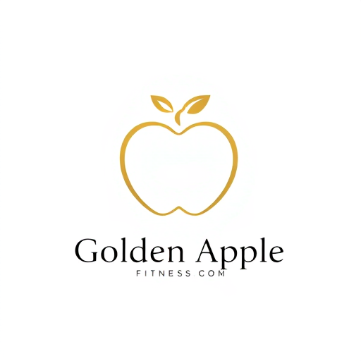 Professional logo design. "Create a luxurious and minimalistic logo featuring a golden apple to represent the brand name 'Golden Apple,' a high-end fitness and wellness brand. The apple should have a refined, elegant outline in rich gold to evoke a sense of premium quality and exclusivity. Design two variations: one with a white background and golden apple outline, representing a 'total white' class (yoga, pilates, barre), and another with a black background and golden apple outline, representing a 'full black' class (functional and weight training). Around the apple, add subtle, sophisticated details that suggest movement and energy, while maintaining a clean and uncluttered look. Include the brand name 'Golden Apple' in a sleek, modern sans-serif font beneath the logo, using black text for the white background version and white text for the black background version. The overall design should feel exclusive, inviting, and aligned with a luxurious fitness and wellness experience."