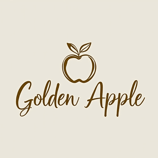 Professional logo design. "Create a calligraphic, elegant logo for a premium yoga and pilates boutique studio named 'Golden Apple.' The design should feature a stylized, flowing apple icon that symbolizes luxury, vitality and balance. Incorporate refined, calligraphic lines and simplicity in the apple icon and studio name lettering. Use a sophisticated color palette of white and gold to convey tranquility and sophistication. The calligraphic style should feel both modern and timeless, evoking a sense of awe and high-end branding. The logo should appeal to a discerning clientele seeking a premium yoga and pilates experience and elevate your studio's signage, marketing materials and merchandise. Aim for a minimalistic yet elegant design that stands out."