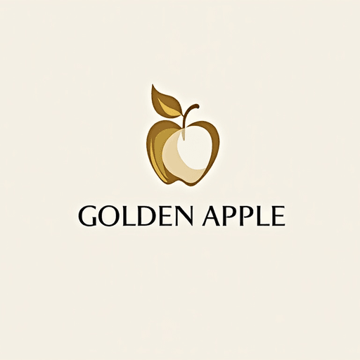 Professional logo design. "Create a luxurious and minimalistic logo for a yoga boutique studio named 'Golden Apple.' The design should feature a sleek, stylized apple that symbolizes health and vitality, incorporating elegant lines and simplicity. Use a refined color palette of white and gold to convey sophistication and tranquility. The logo should evoke a sense of calm and balance, suitable for high-end branding, signage, and marketing materials. Aim for a design that feels both modern and timeless, appealing to a clientele seeking a premium yoga experience."