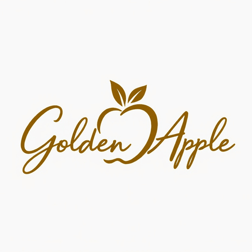 Professional logo design. "Create a calligraphic, elegant logo for a premium yoga and pilates boutique studio named 'Golden Apple.' The design should feature a stylized, flowing apple icon that symbolizes luxury, vitality and balance. Incorporate refined, calligraphic lines and simplicity in the apple icon and studio name lettering. Use a sophisticated color palette of white and gold to convey tranquility and sophistication. The calligraphic style should feel both modern and timeless, evoking a sense of awe and high-end branding. The logo should appeal to a discerning clientele seeking a premium yoga and pilates experience and elevate your studio's signage, marketing materials and merchandise. Aim for a minimalistic yet elegant design that stands out."