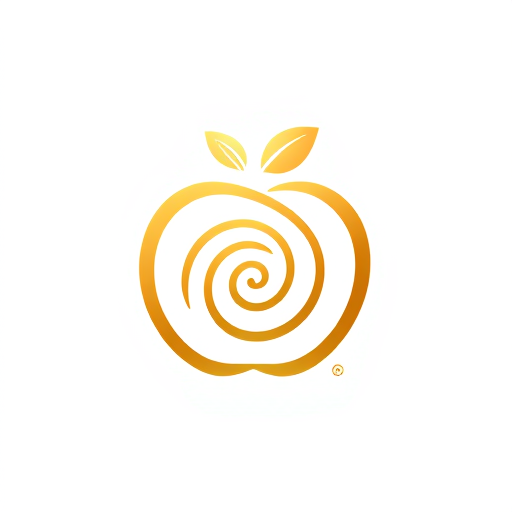 Professional logo design. "A stylized golden apple logo with the elements arranged in a Fibonacci spiral pattern. The apple shape should be composed of spiral curves that follow the Fibonacci sequence, with the leaf and stem also adhering to the Fibonacci proportions. The overall composition should have a harmonious, organic feel that showcases the natural mathematical beauty of the Fibonacci sequence. The color palette should be warm and earthy, highlighting the natural theme.the logo must have golden details and white background"