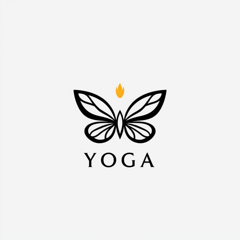 Professional logo design. Yoga logo with a simple one stroke butterfly