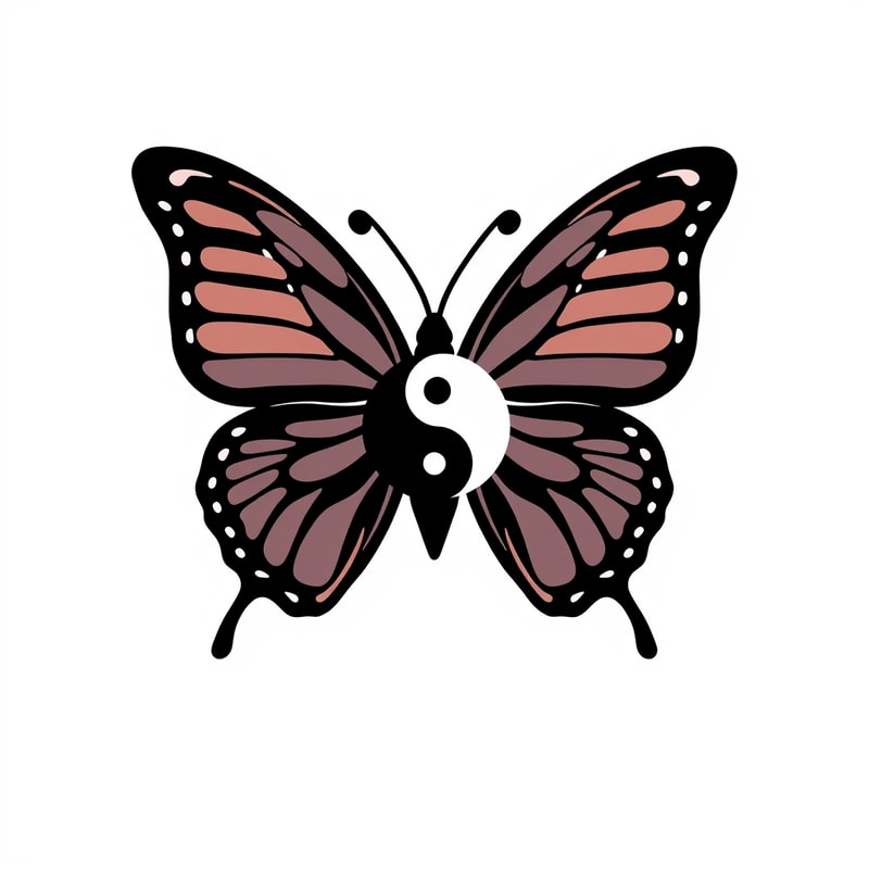 Professional logo design. Butterfly combinated with yin yang symbol