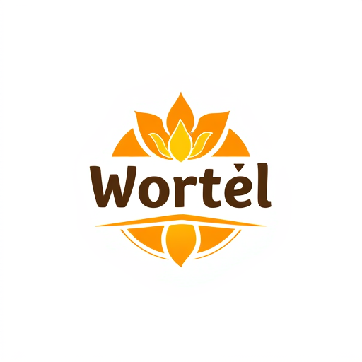 Professional logo design. Logo mie dari wortel dalam mangkuk dengan latar belakang orange 