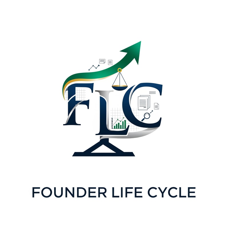Create a logo for a new firm named Founder Life Cycle  .This firm is for  founders ,entrepreneurs , startups . This company resonates and survives in a legal startup enviornment . All of the basis of this company is doing documentation , stats , analysis . Use these all things in an abstract way and also combine the letters FLC like using the initials of the firm name and generate a combination logo. Use the colors around trust , professionalism, premiumness  and authenticity.
