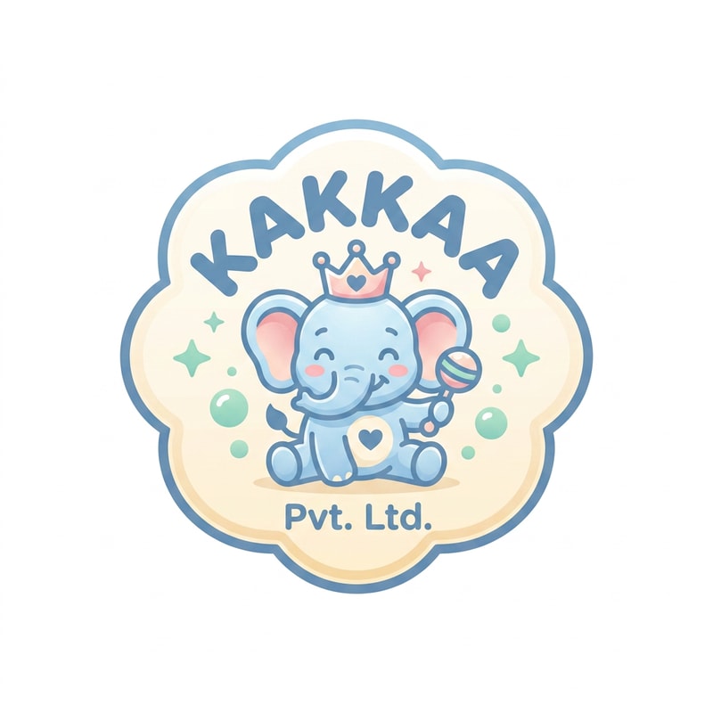 Design a premium playful emblem logo for Kakkaa Pvt. Ltd., a baby care brand focused on safe, gentle, and high-quality essentials for babies and toddlers. The logo should instantly communicate trust, care, softness, happiness, and child-friendly warmth while looking professional enough to become a large household brand. Create the logo in an emblem / badge style, where the brand name and symbol are integrated into one cohesive mark.
Use a cute and memorable mascot or icon such as a smiling baby face, teddy bear, baby elephant, soft cloud, moon, stroller, pacifier, diaper pin, or playful animal, stylized in a modern minimal way. The emblem should feel joyful and charming, appealing to parents while also feeling lovable for children. Include rounded shapes, smooth curves, soft edges, and balanced composition. The typography should be bold yet soft, rounded, clean, and highly legible. The word Kakkaa should be the hero focus, with Pvt. Ltd. smaller or secondary if included.
Use a baby-care inspired color palette such as soft sky blue, pastel pink, mint green, lavender, warm cream, light yellow, baby peach, and white, with subtle gradients or flat modern tones. Prioritize colors that symbolize cleanliness, comfort, trust, innocence, and freshness. The emblem should feel vibrant but not harsh.
The overall look should be modern, iconic, scalable, and packaging-ready, suitable for diapers, wet wipes, clothing tags, bath products, strollers, toys, and future baby product lines. Make it look premium enough for shelves yet playful enough to stand out instantly. Clean vector style, high detail, polished branding presentation, white background, centered composition, no mockup, no extra text, no clutter.