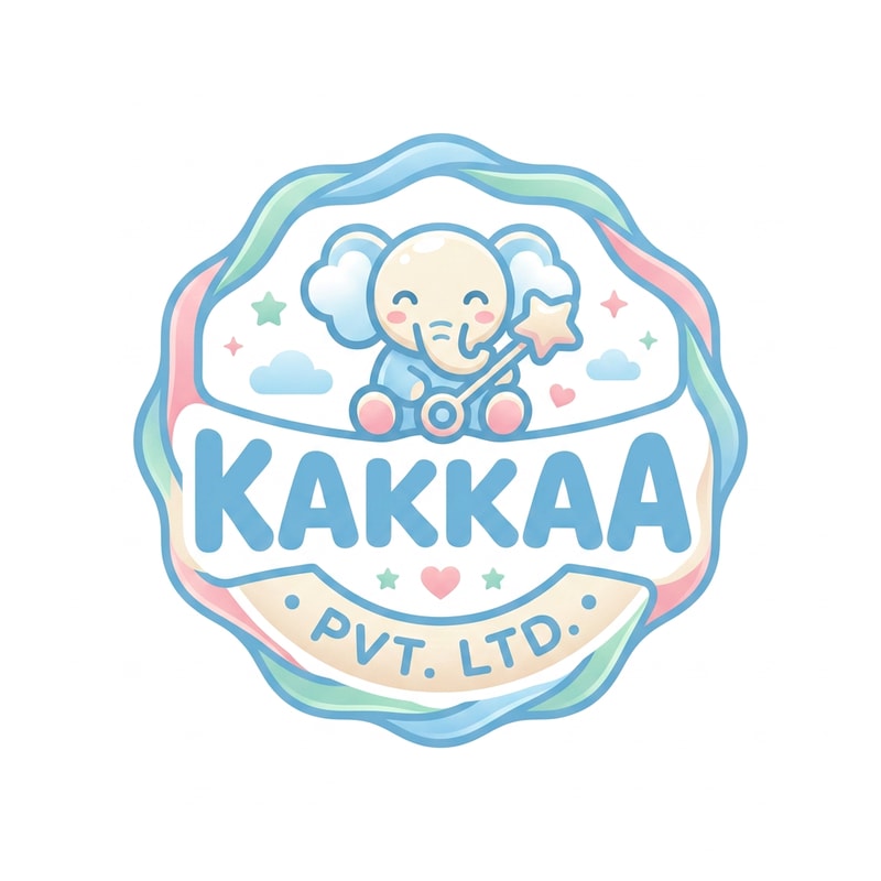 Design a premium playful emblem logo for Kakkaa Pvt. Ltd., a baby care brand focused on safe, gentle, and high-quality essentials for babies and toddlers. The logo should instantly communicate trust, care, softness, happiness, and child-friendly warmth while looking professional enough to become a large household brand. Create the logo in an emblem / badge style, where the brand name and symbol are integrated into one cohesive mark.
Use a cute and memorable mascot or icon such as a smiling baby face, teddy bear, baby elephant, soft cloud, moon, stroller, pacifier, diaper pin, or playful animal, stylized in a modern minimal way. The emblem should feel joyful and charming, appealing to parents while also feeling lovable for children. Include rounded shapes, smooth curves, soft edges, and balanced composition. The typography should be bold yet soft, rounded, clean, and highly legible. The word Kakkaa should be the hero focus, with Pvt. Ltd. smaller or secondary if included.
Use a baby-care inspired color palette such as soft sky blue, pastel pink, mint green, lavender, warm cream, light yellow, baby peach, and white, with subtle gradients or flat modern tones. Prioritize colors that symbolize cleanliness, comfort, trust, innocence, and freshness. The emblem should feel vibrant but not harsh.
The overall look should be modern, iconic, scalable, and packaging-ready, suitable for diapers, wet wipes, clothing tags, bath products, strollers, toys, and future baby product lines. Make it look premium enough for shelves yet playful enough to stand out instantly. Clean vector style, high detail, polished branding presentation, white background, centered composition, no mockup, no extra text, no clutter.