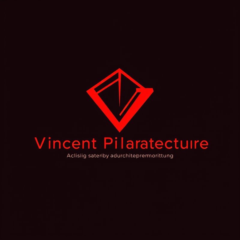 Professional logo design. Logo design for an architectural design company named "Vincent PilArchitecture: A Holistic Contemporary Modern Filipino Architectural Design Company" in vibrant red colors, unique font, intriguing logo. The logo must also invoke fun, professionalism, adventure and tropical themes. Invoking command, respect, and wisdom. 